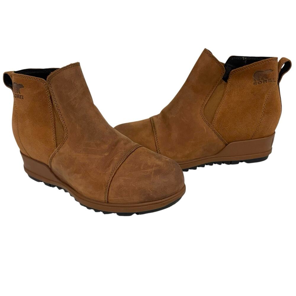 Sorel | Chelsea Boots Evie ll Waterproof Suede Wedge Brown- Size 7.5